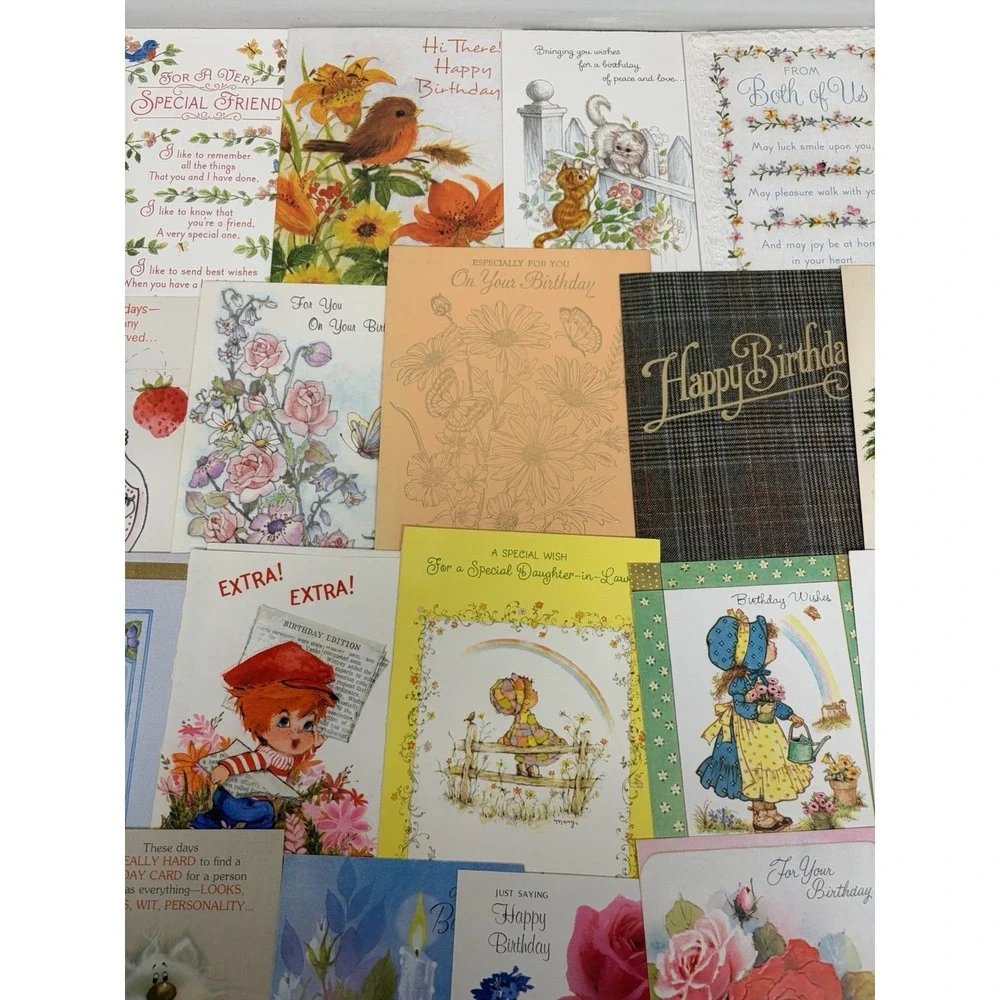 Vintage Birthday Cards Some Fronts ONLY Scrapbooking Crafts Decoupage Lot of 50+
